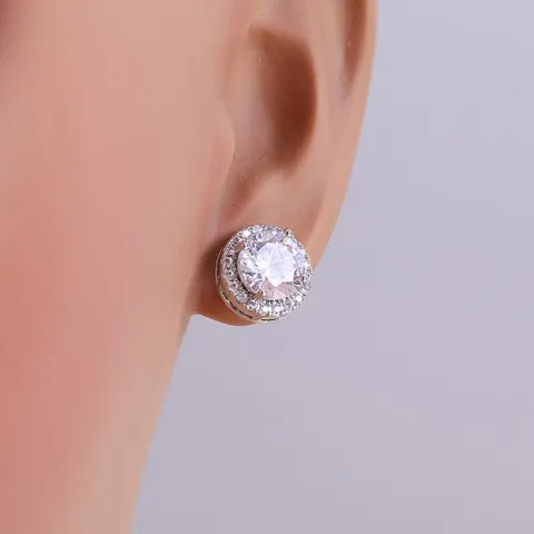 Round Zircon Stud Earrings – Simple Elegance, Custom stone size — photo 4