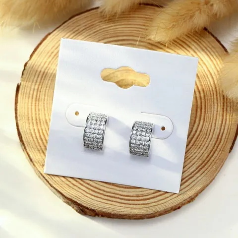 Curved full shiny zircon stud earrings – Simple Elegance, Custom size — photo 4