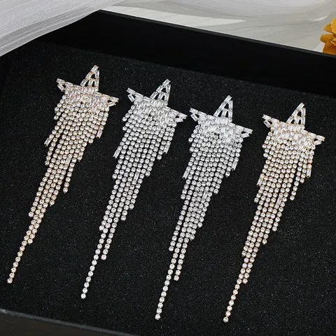 Star Rhinestone Women's Tassel Earrings — Exaggerated Design, Custom Plating Color — photo 6