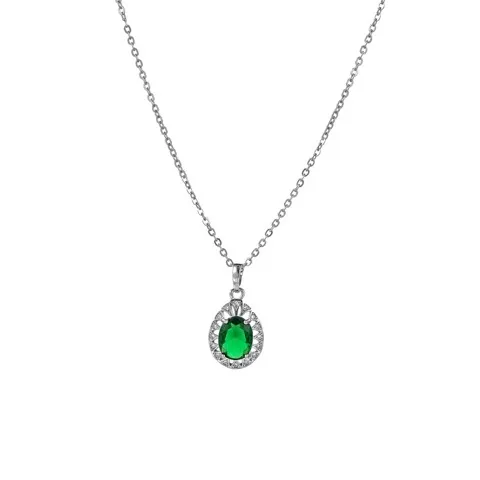 Oval shape Cubic Zirconia Pendant Necklace Wholesale, Custom stone colors — photo 3