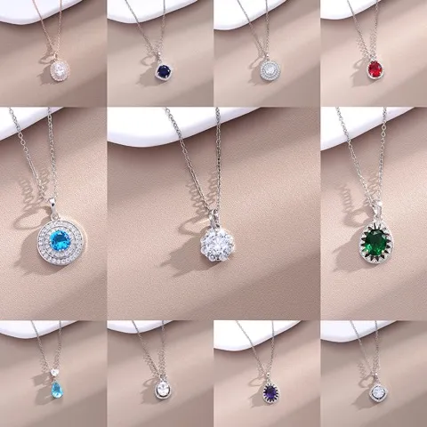 Oval shape Cubic Zirconia Pendant Necklace Wholesale, Custom stone colors — photo 5