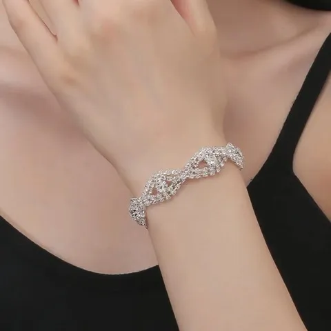 Knit Style Rhinestone Bracelet Jewelry — Multiple Color Combinations, Wholesale