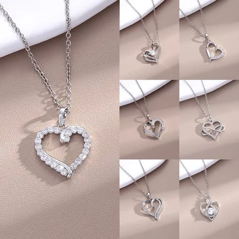 cubic zirconia flipped heart pendant necklace jewelry wholesale- can be Customized