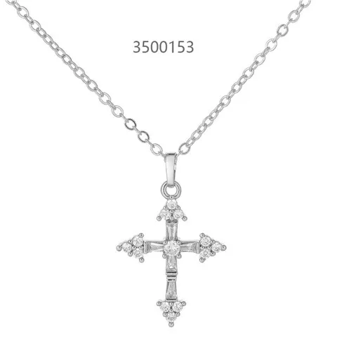 Classic and Simple Design Cubic Zirconia Cross Pendant Necklace Wholesale