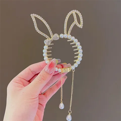 Children's bun hair, rhinestone hair clips, pearl tassel hair accessories jewelry wholesale — photo 2