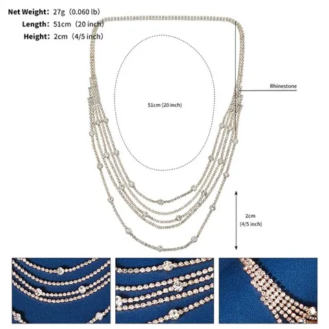 Bridal Rhinestone Tassel Hair Chain — Exaggerated Multi-Layer Design, Custom Stone Colors — photo 3