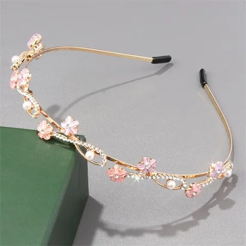 High-end color rhinestone headband, elegant and luxurious full rhinestone leaf hair accessory jewelry Wholesale, Custom stone colors — photo 3