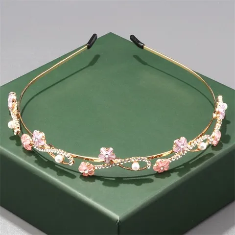 High-end color rhinestone headband, elegant and luxurious full rhinestone leaf hair accessory jewelry Wholesale, Custom stone colors — photo 4