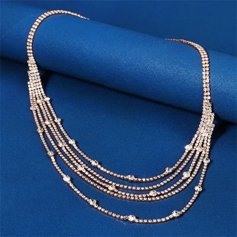 Bridal Rhinestone Tassel Hair Chain — Exaggerated Multi-Layer Design, Custom Stone Colors — photo 5
