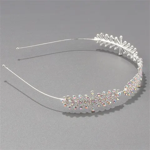 High-end rhinestone headband, elegant full rhinestone leaf bridal hair accessory jewelry Wholesale, Custom stone colors — photo 3