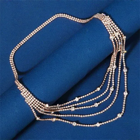 Bridal Rhinestone Tassel Hair Chain — Exaggerated Multi-Layer Design, Custom Stone Colors — photo 4