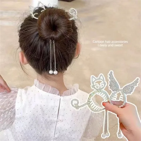 Children's bun hair, rhinestone hair clips, pearl tassel hair accessories jewelry wholesale — photo 5