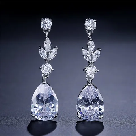 Colored CZ Dangling Earrings for Women Custom Jewelry