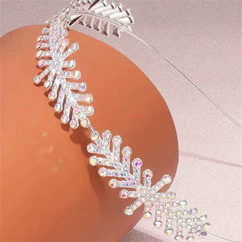 High-end rhinestone headband, elegant full rhinestone leaf bridal hair accessory jewelry Wholesale, Custom stone colors — photo 5