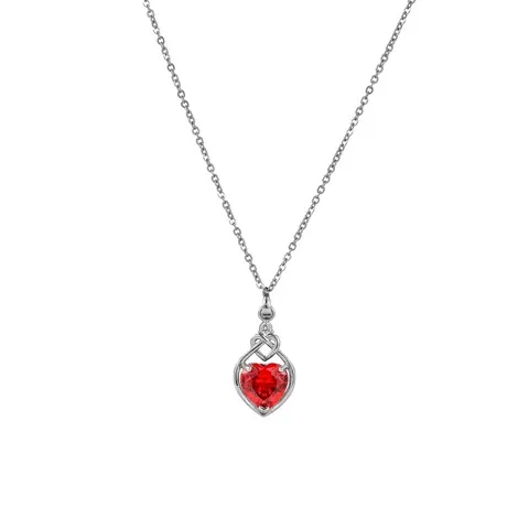 Dazzling Red Heart-shaped Zircon Pendant Necklace Wholesale, Custom stone colors