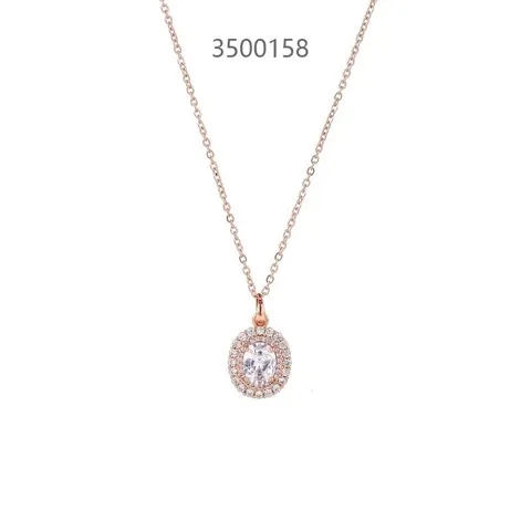 Rose Plating Crystal Zircon Pendant Necklace Wholesale, Custom stone colors