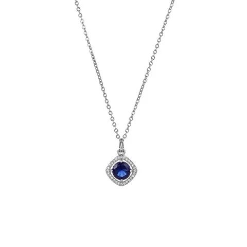 Sapphire/Crystal Rhombus Zircon Pendant Necklace Wholesale, Custom stone colors