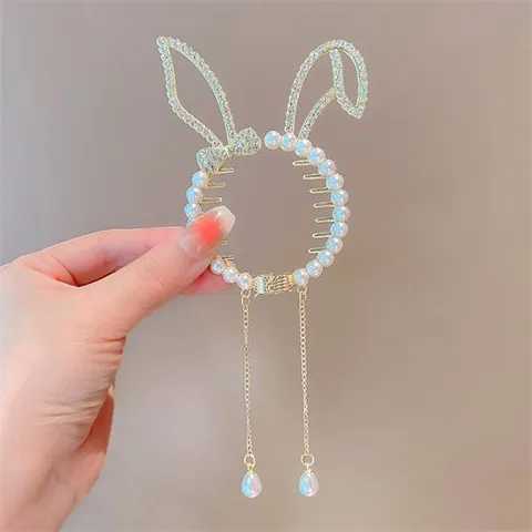 Children's bun hair, rhinestone hair clips, pearl tassel hair accessories jewelry wholesale