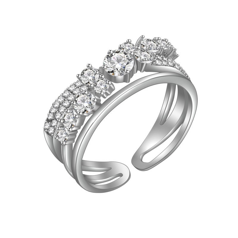 White-Tone Cubic Zirconia Wedding-Style Ring — Wholesale