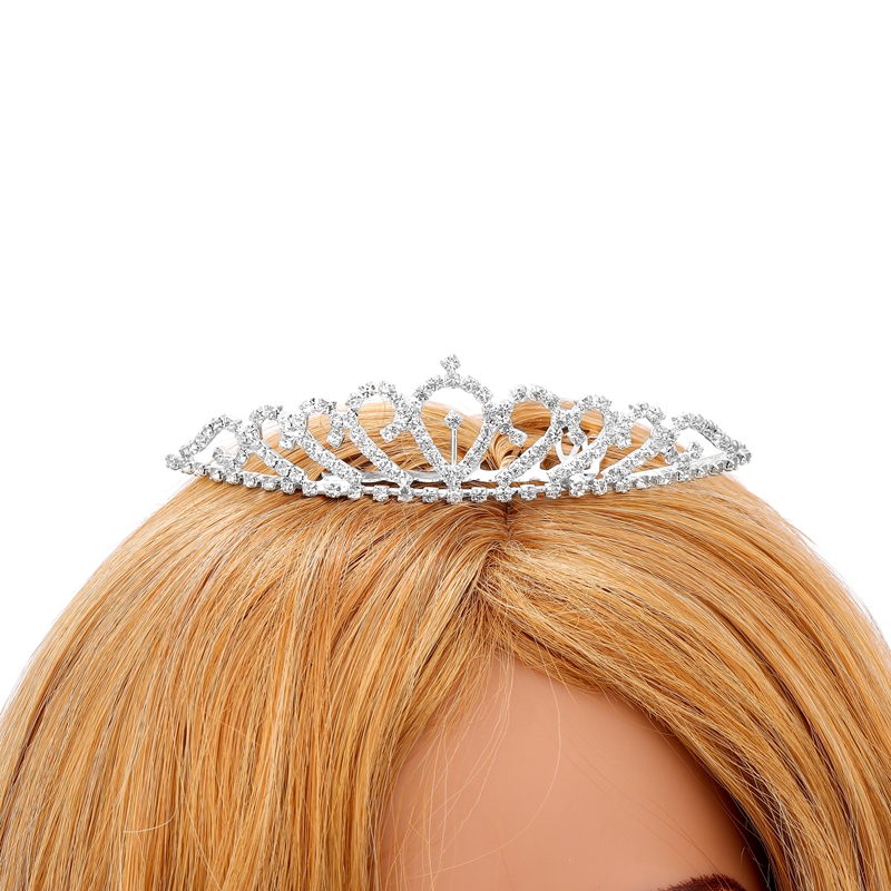 Tiara Crown Hair Accessories Silver Crystal for Girls