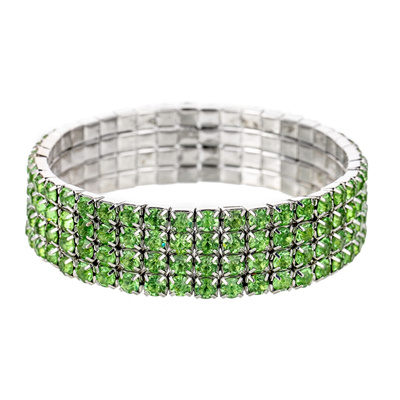 Multi-row bracelet with green-appearing stones