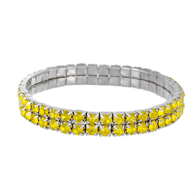Two-row bracelet with yellow-appearing stones