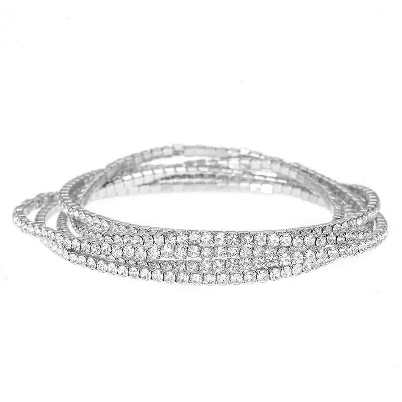Silver-colored bracelet stack
